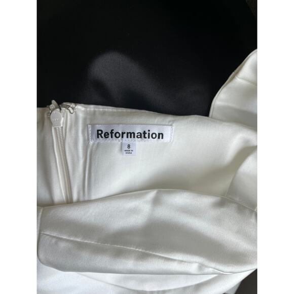 NEW Reformation Willy Maxi Dress White and Black Size 8 - Picture 5 of 7